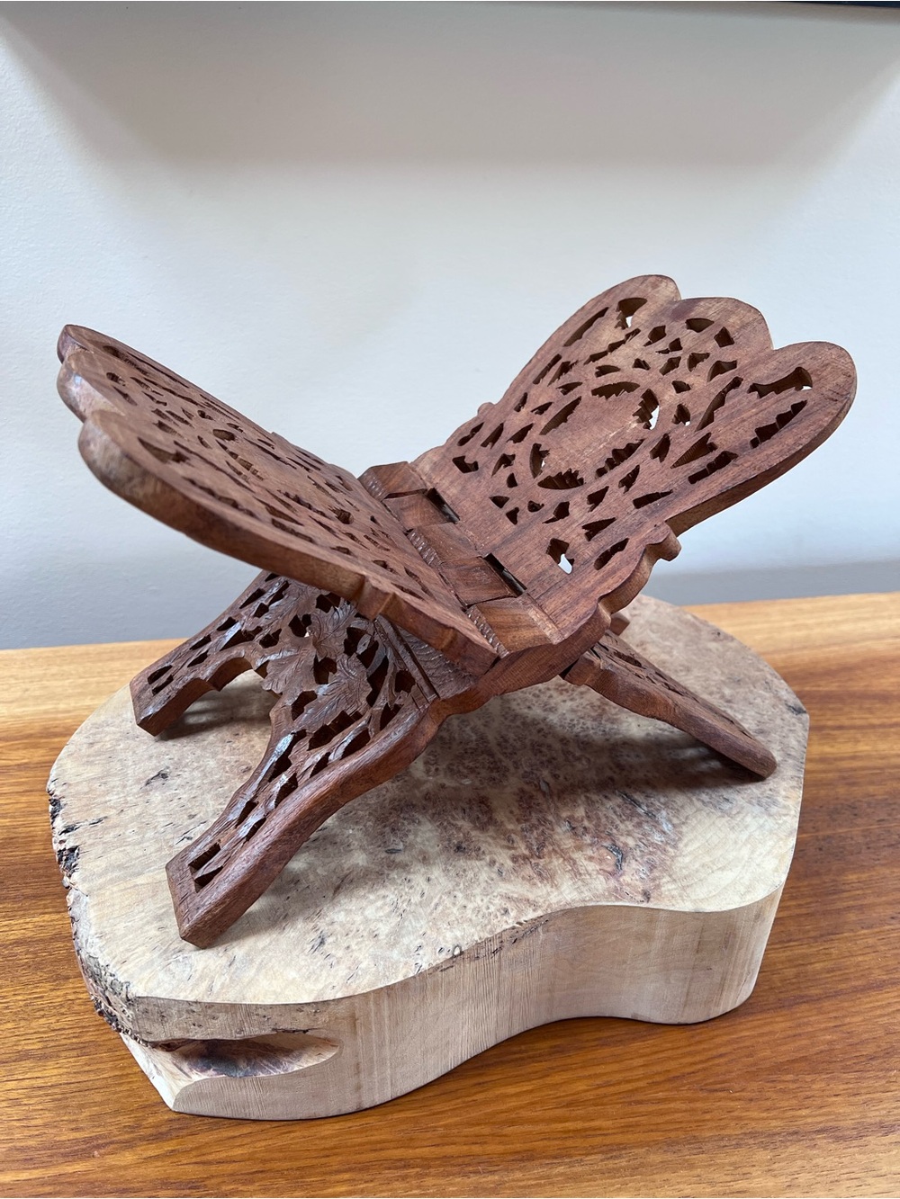 Vintage Wood Carved Book Stand